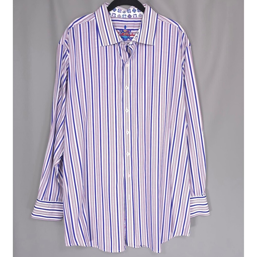 ROBERT GRAHAM 100% Cotton Embroidered Crest Flip Cuff Mens Button Up‎ 1XL